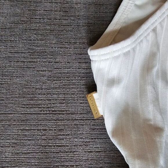 Michael Kors Women's bone Ribbed Square Tank One Piece Swimwear Swimsuit Size 8 - Picture 7 of 14